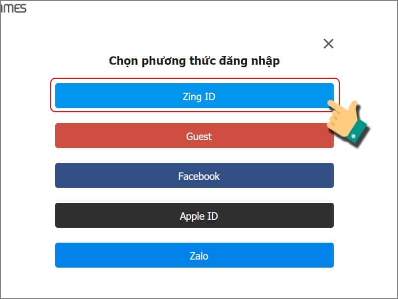 Chọn phương thức đăng nhập Code Đại Chiến Samurai