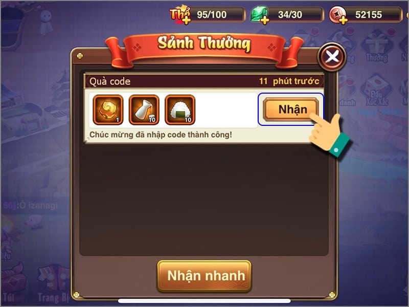 Nhận quà trong game Nhận quà trong game