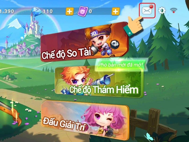 Nhấn vào Thư Code Ddtank
