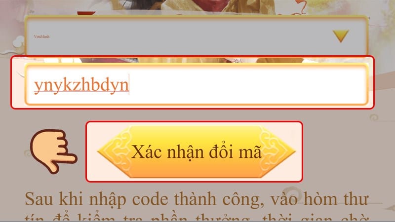Nhập code và chọn Xác nhận đổi mã Nhập Code Ta Là Quan Lão Gia và chọn Xác nhận đổi mã.