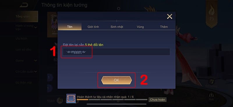 Nhập hoặc dán tên kí tự đặc biệt đã tạo vào mục Tên mới