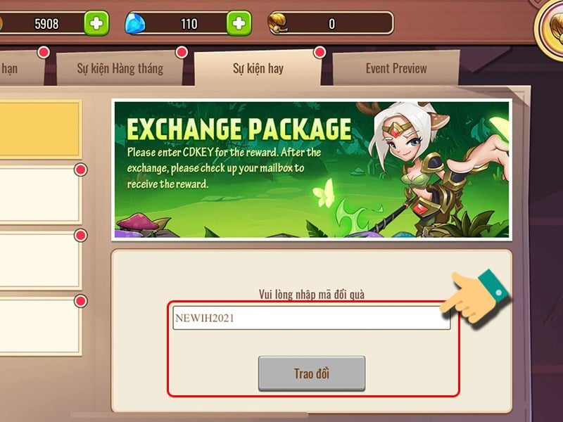 Nhập mã code để đổi quà Code Idle Heroes