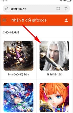Tiếp theo đó, chúng ta sẽ thực hiện lựa chọn tựa game Tình Kiếm 3D