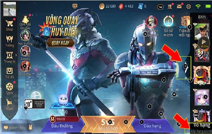 Chọn theo mũi tên trong hình