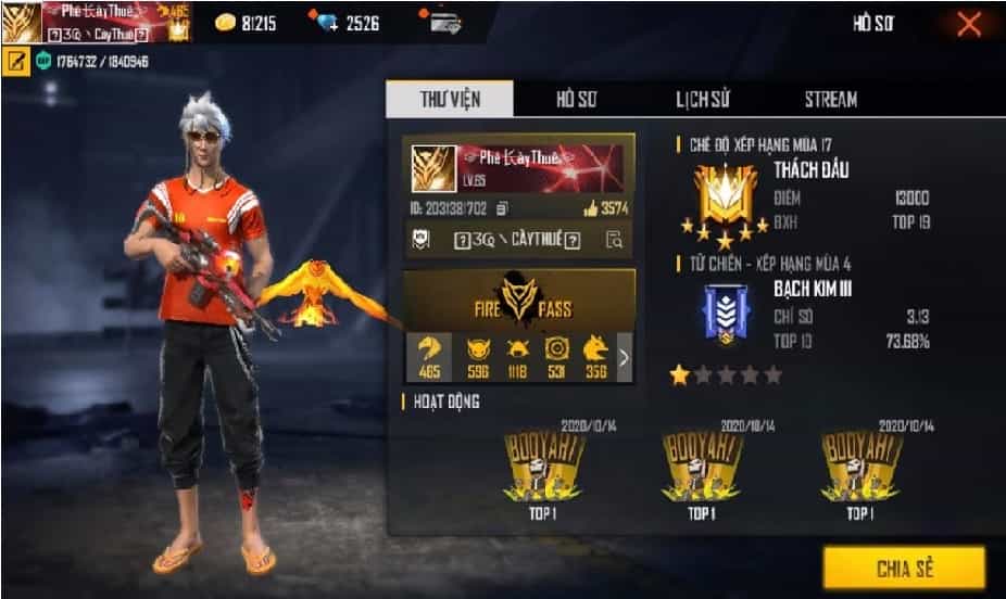 Hình Acc FF Thách Đấu ngon nhất