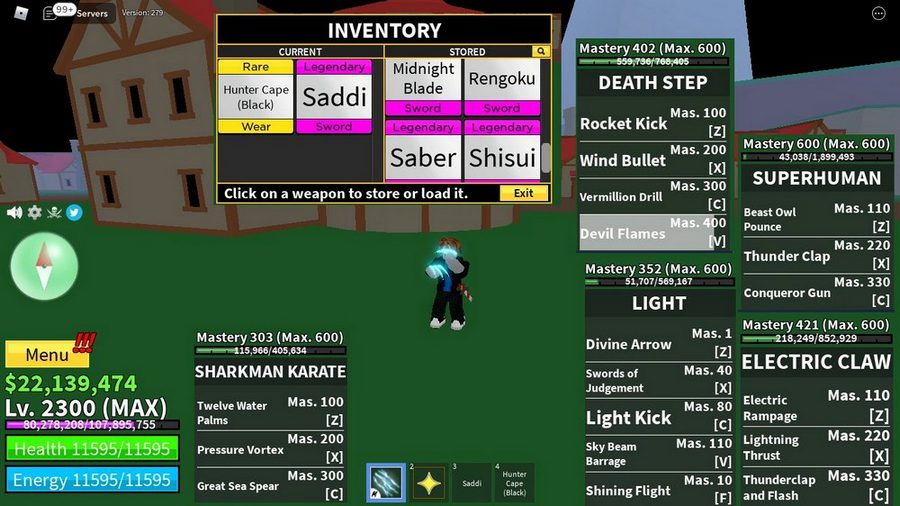 Hình tài khoản game Blox Fruit level 2300 Siêu VIP