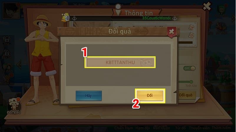 Nhập mã xong chọn đổi