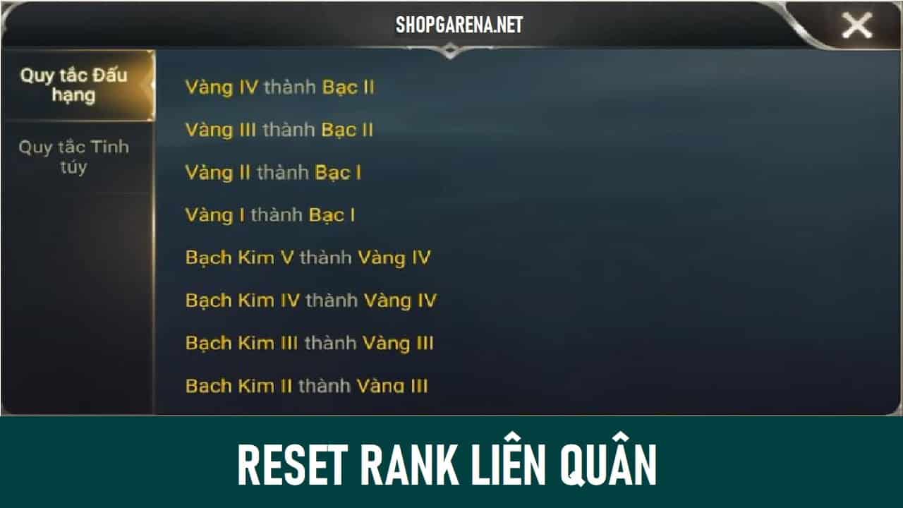 Reset Rank Lien Quan