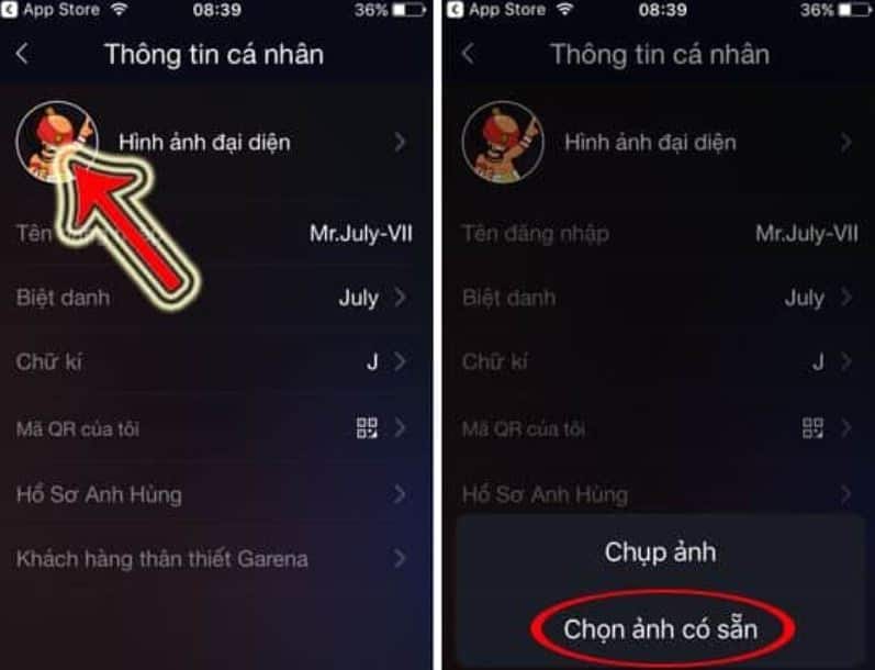 chọn ảnh có sẵn