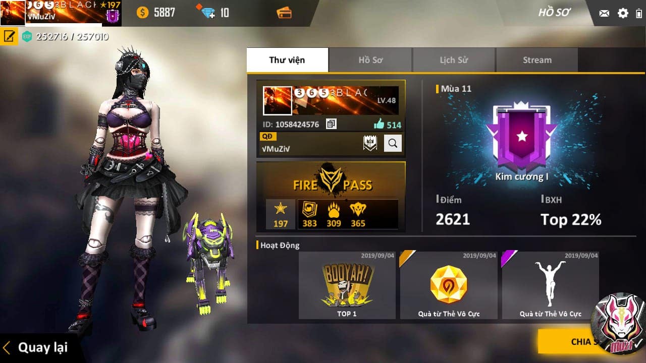 Ảnh ACC Rank Kim Cương Free Fire VIP