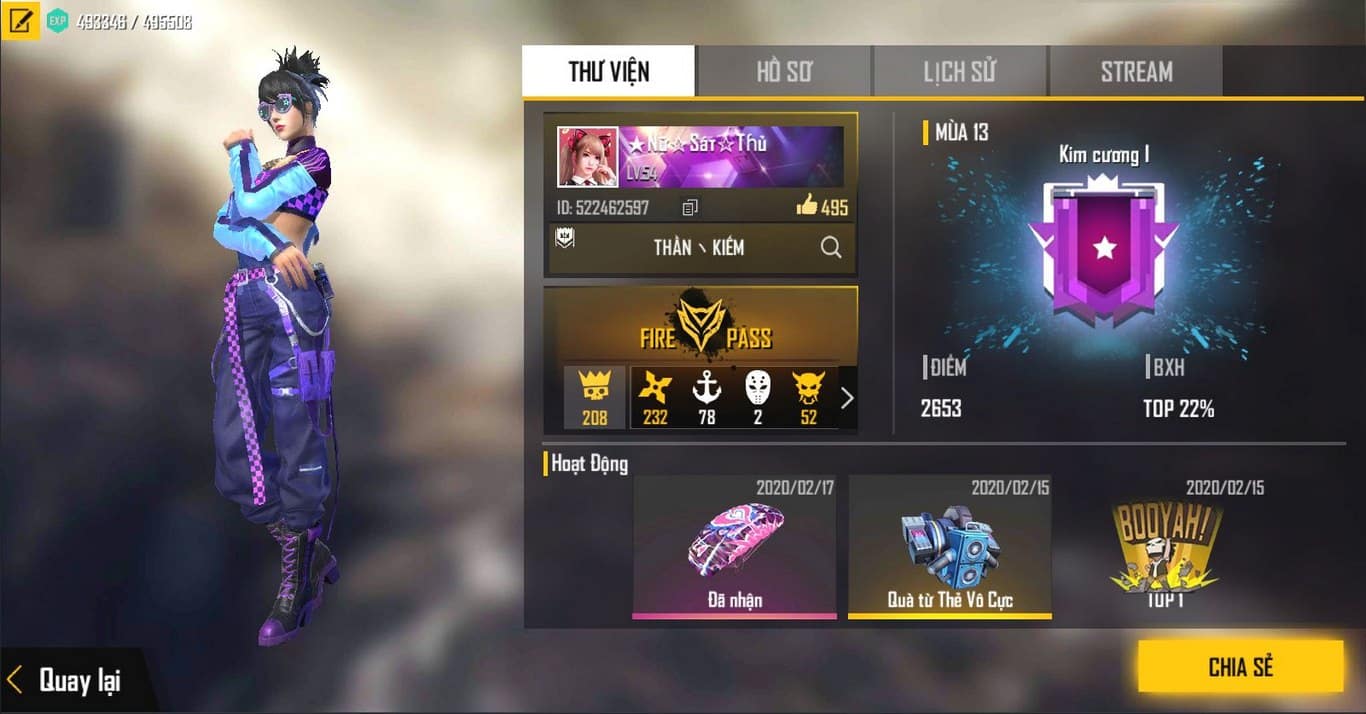 Ảnh ACC Rank Kim Cương Free Fire
