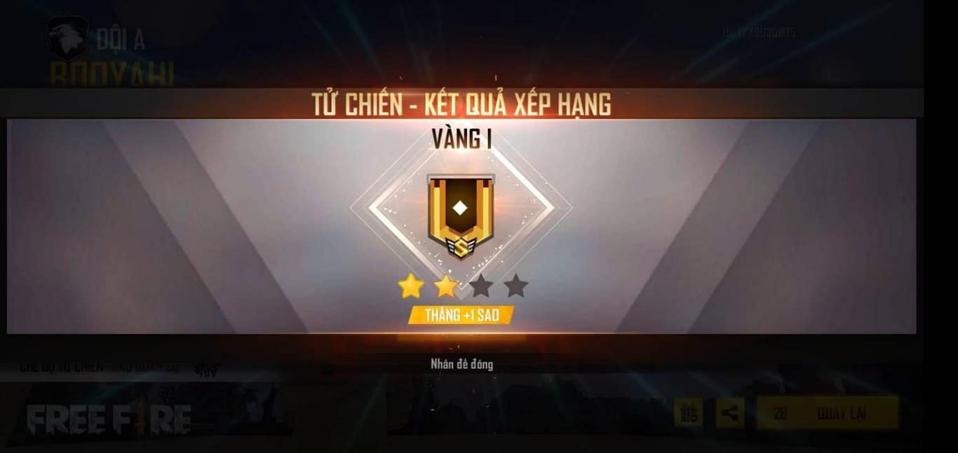 Ảnh rank Vàng FF Tử Chiến