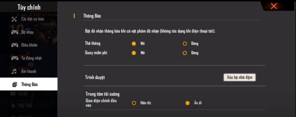 Bấm chọn thông báo