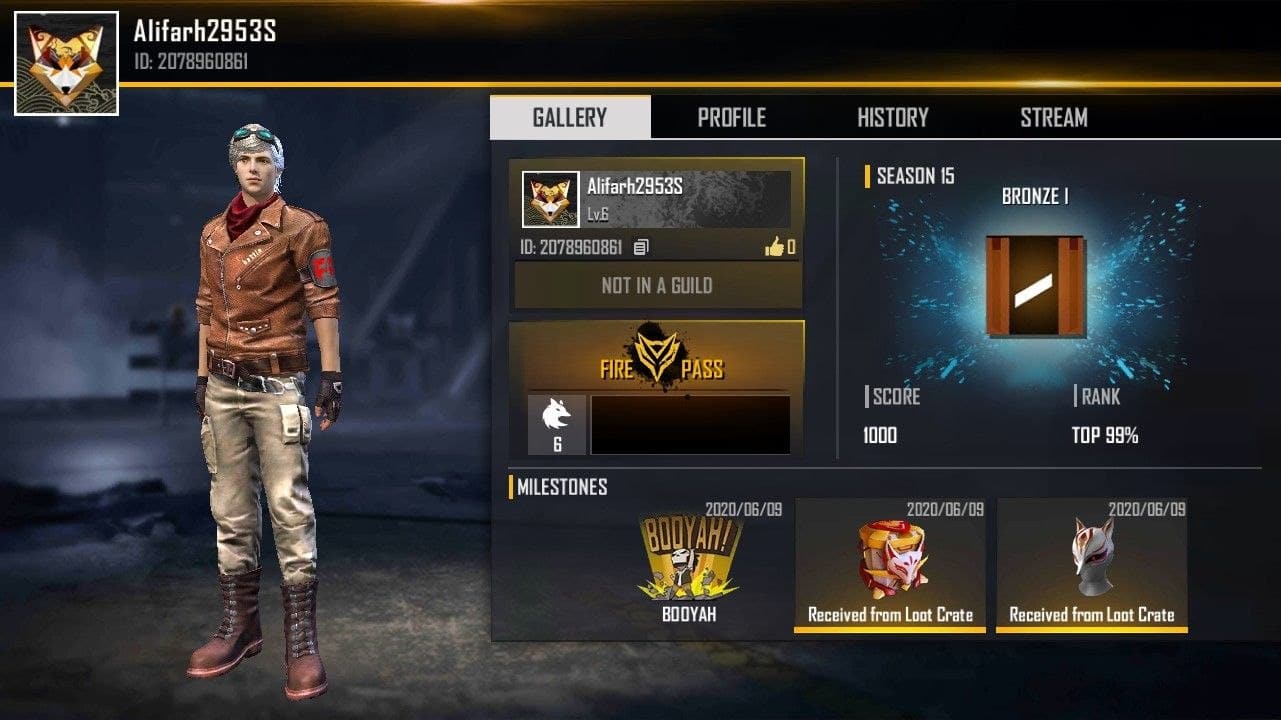 Hình ảnh nick rank Đồng Free Fire