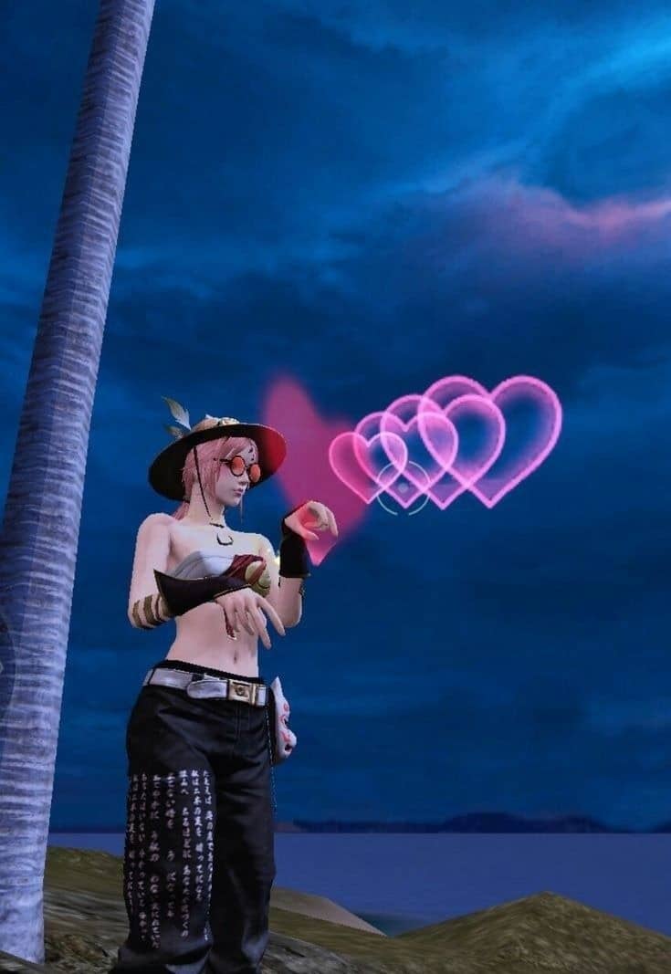 Hình game FF nữ thả tim