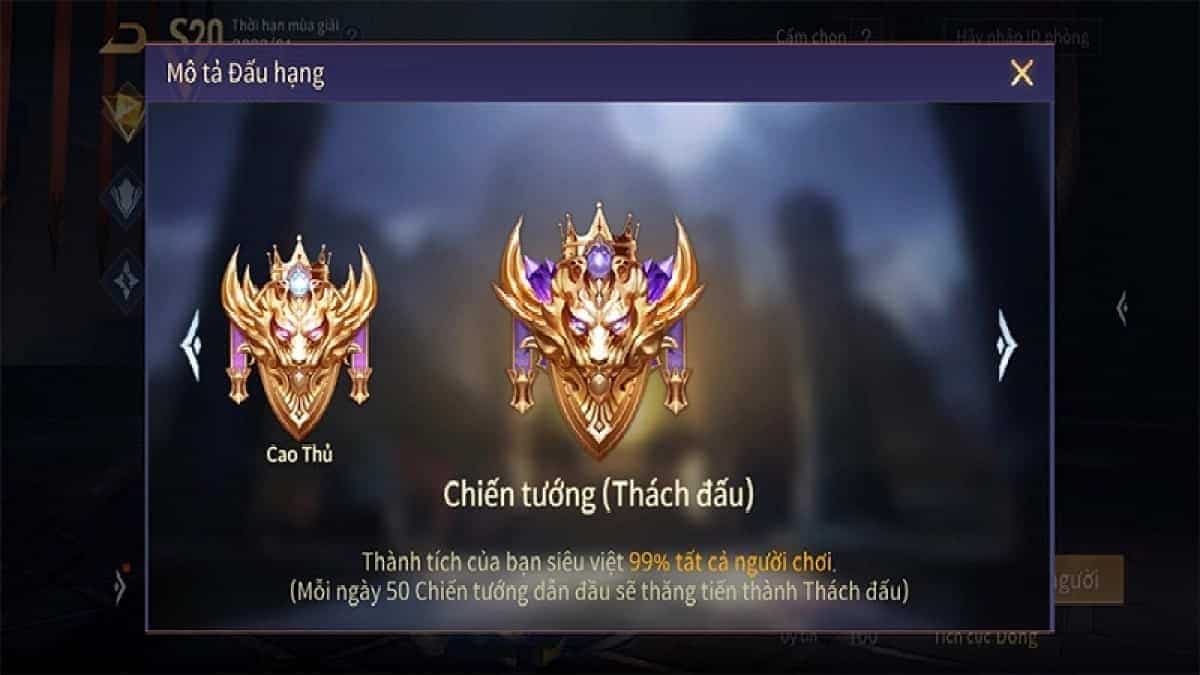 Hình rank Chiến Tướng LQ