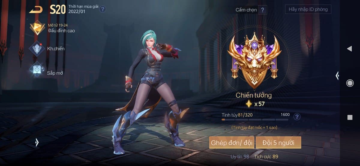 Hình rank Chiến Tướng game Liên Quân