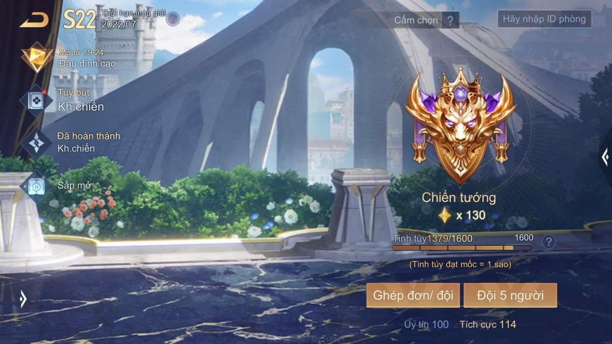 Hình rank Chiến Tướng mùa 22 Liên Quân
