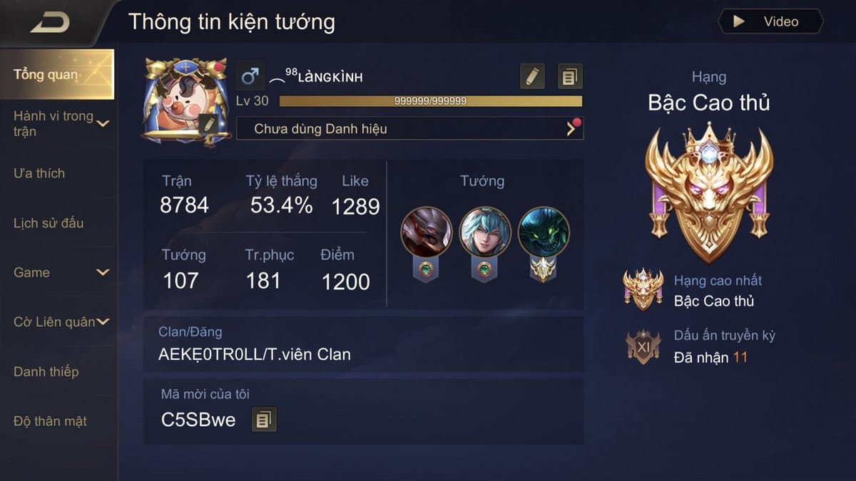 Hình rank Liên Quân cao thủ siêu đỉnh