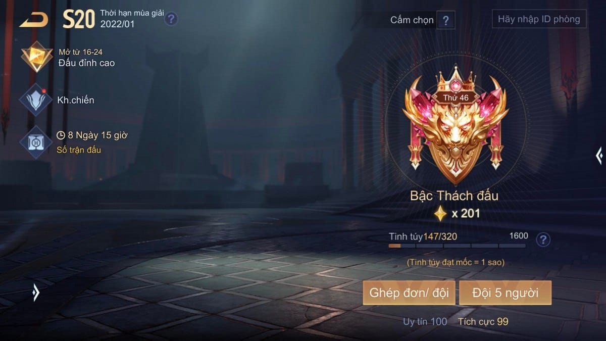 Hình rank Thách Đấu trong game Liên Quân