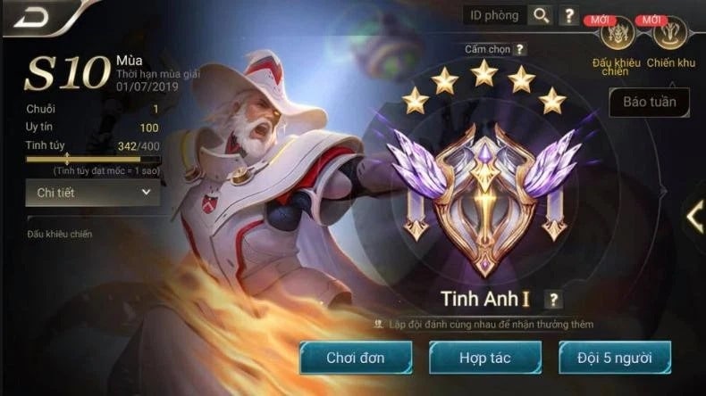 Hình rank tinh anh game Liên Quân