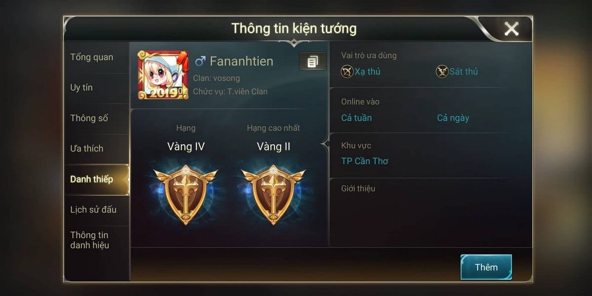 Hình rank vàng game Liên Quân