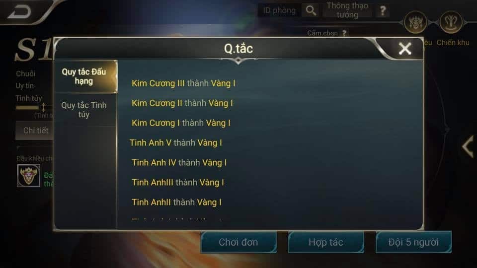 Hình reset rank game Liên Quân