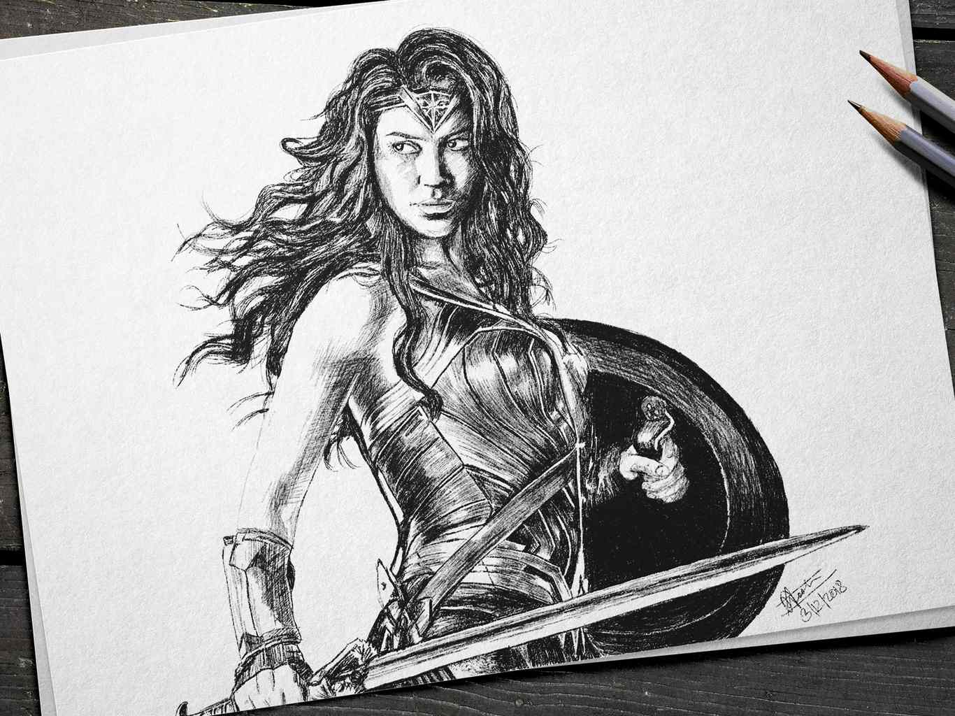 Hình vẽ Wonder Woman Liên Quân đẹp bằng bút chì
