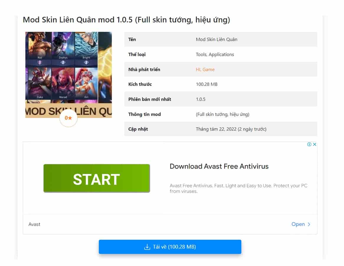 MOD Skin Liên Quân mod 1.0.5
