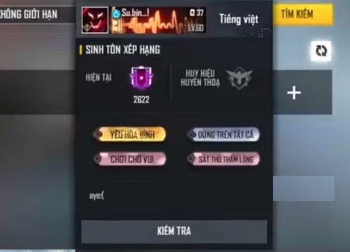 Nhấn chọn kiểm tra