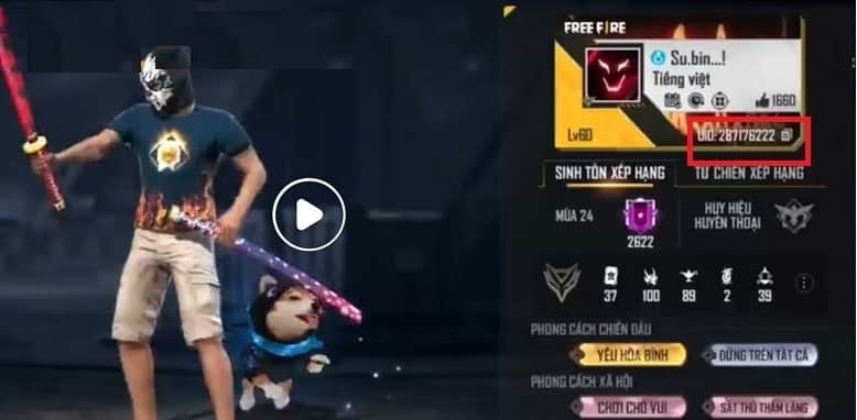 Nhấn vào icon sao chép ID game