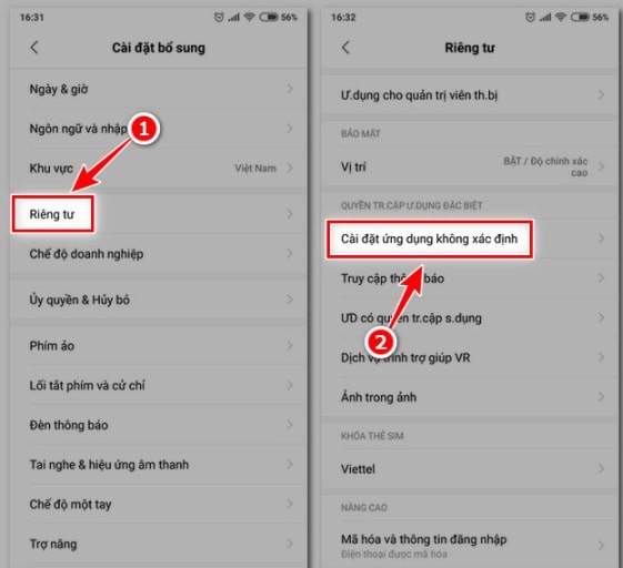 Bật tải APK trên điện thoại