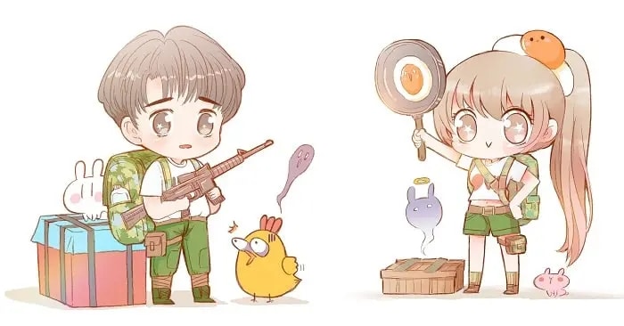 Hình FF cute cặp đôi chibi