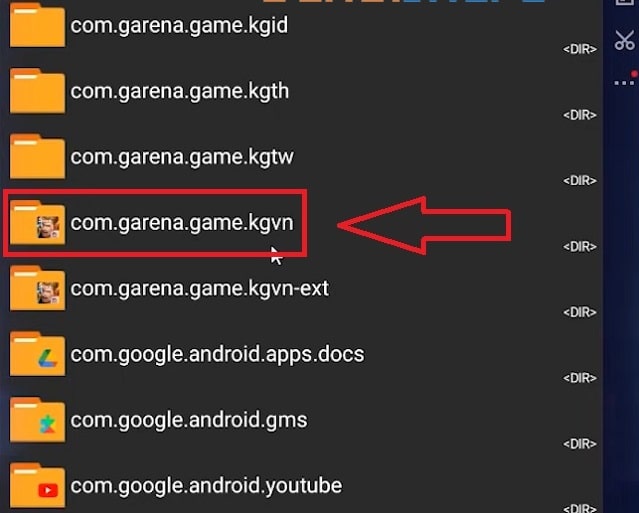 Nhấn mục “com.garena.game.kgvn”