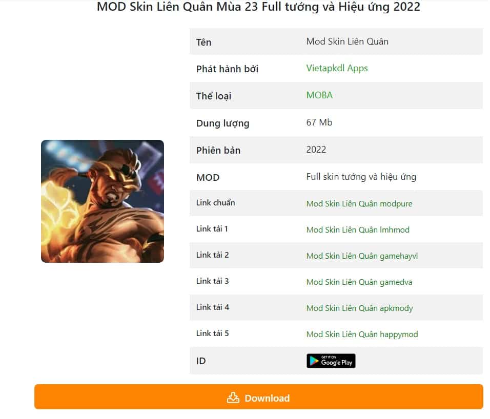app mod skin tướng