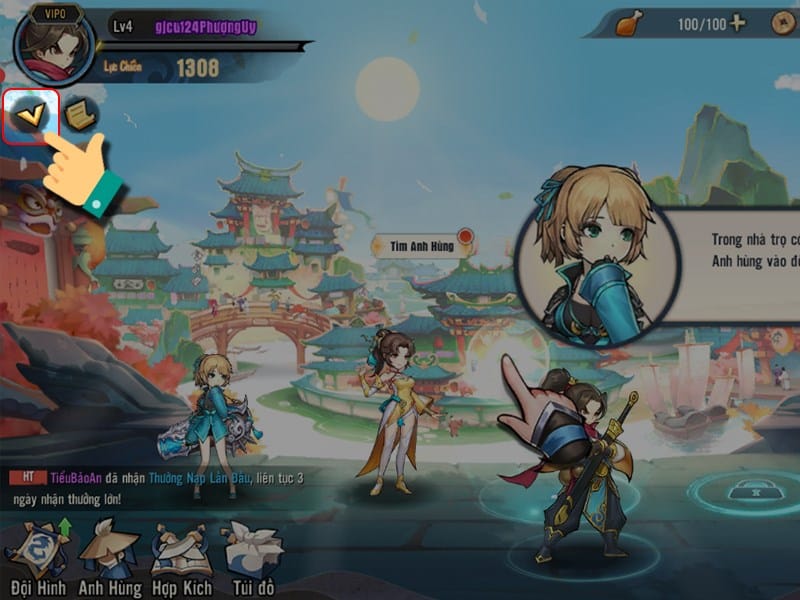 Các bạn nhấn vào biểu tượng mũi tên dưới Avatar