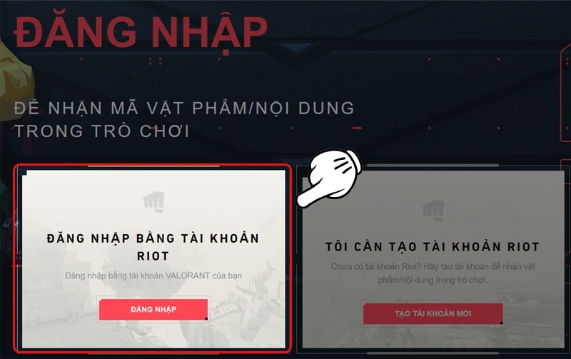 Chọn mục “Đăng nhập bằng tài khoản Riot”.