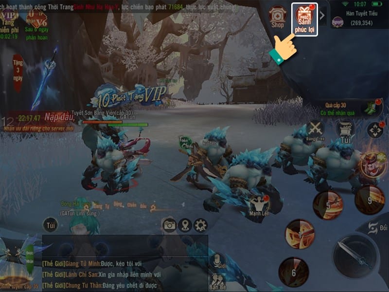Đăng nhập vào game Chiến Giới 4D sau đó vào phúc lợi.