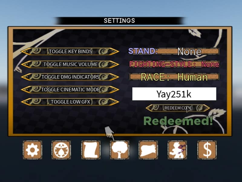 Hoàn tất nhập code game YBA Roblox