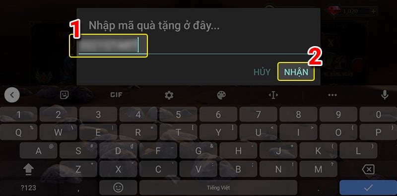 Kiểm tra lại mã code đã chính xác chưa và nhấn vào nút Nhận.