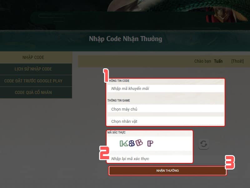 Nhấn vào nhận thưởng