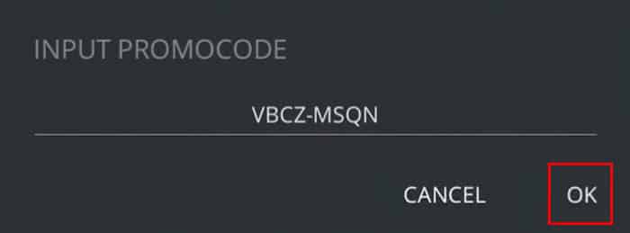 Nhập chính xác mã Code Shadow Fight 3 của bạn vào ô trống rồi nhấn OK để xác nhận.