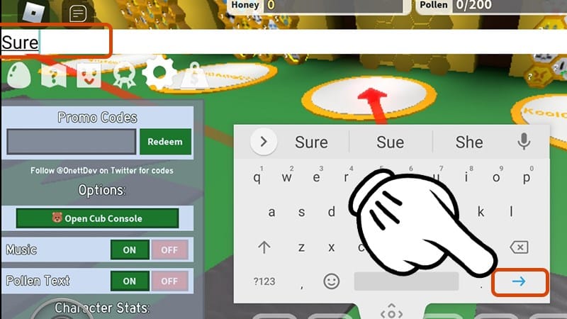 Nhập code và nhấn vào Mũi tên xanh Nhập code và nhấn vào Mũi tên xanh.