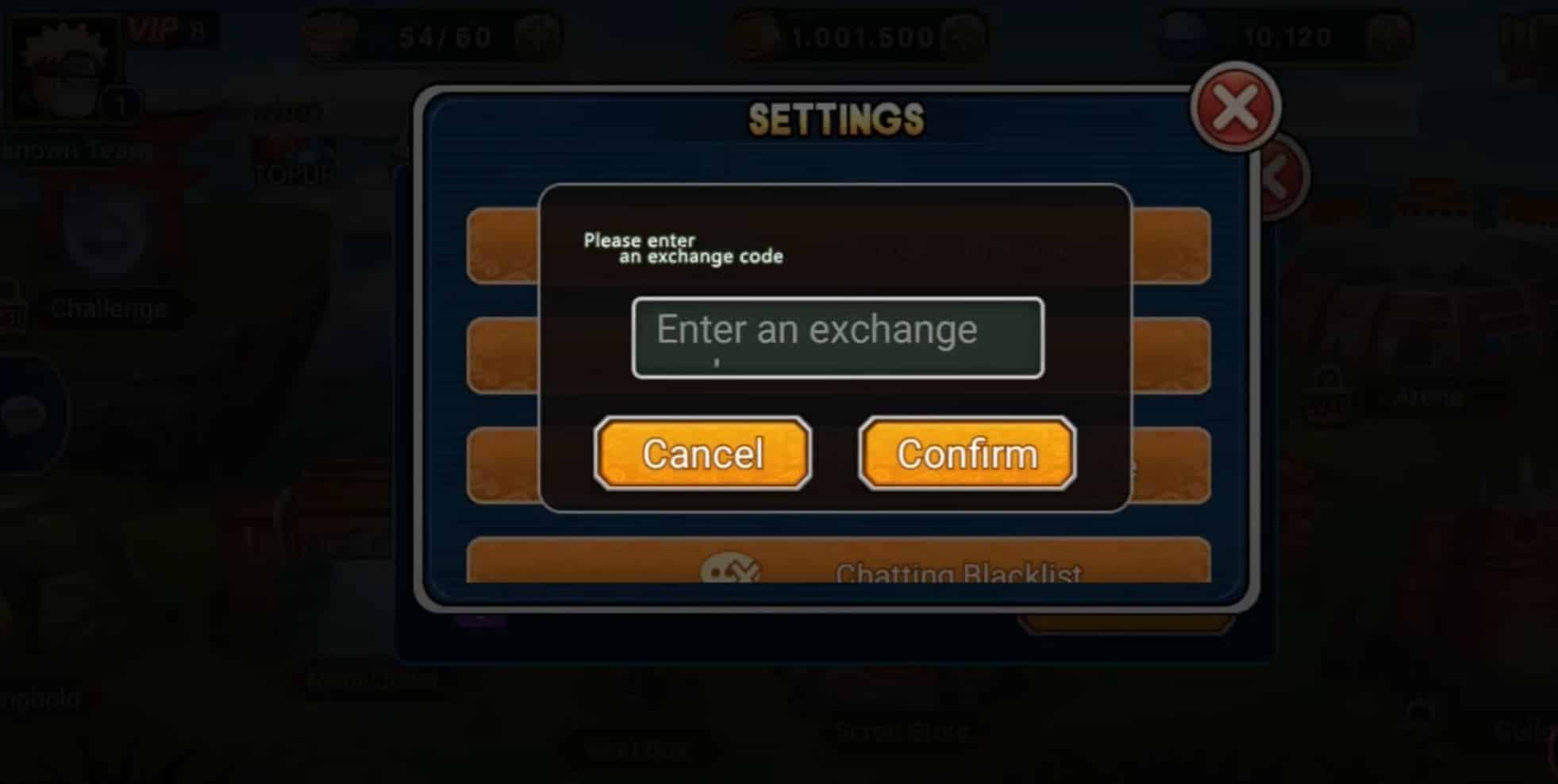 Nhập mã code và nhấn Confirm