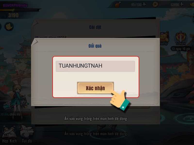 Tiến hành nhập code và nhấn Xác nhận.