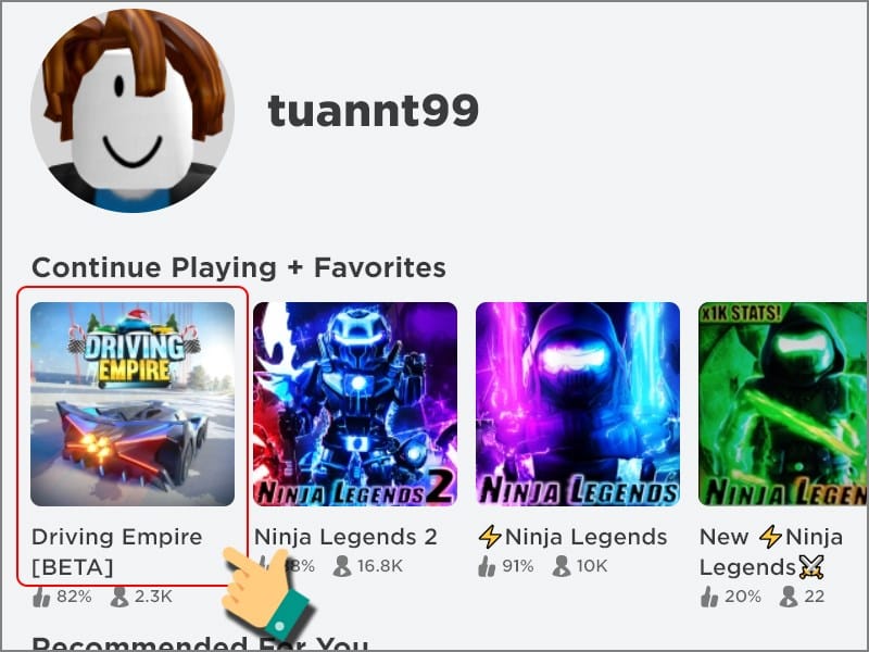 Tìm kiếm và chọn mode game Driving Empire.