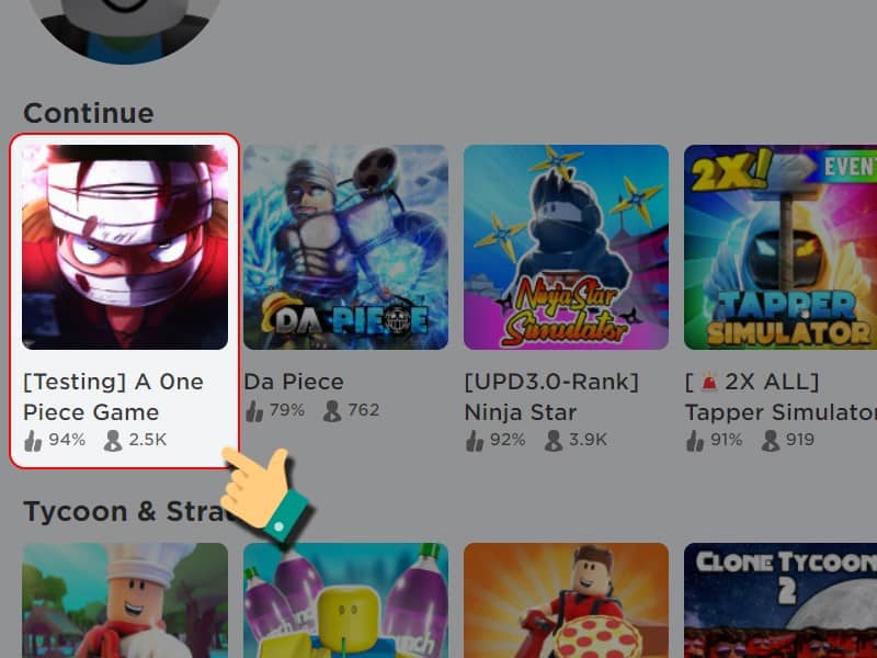 Tìm kiếm và mở A One Piece Game trên Roblox