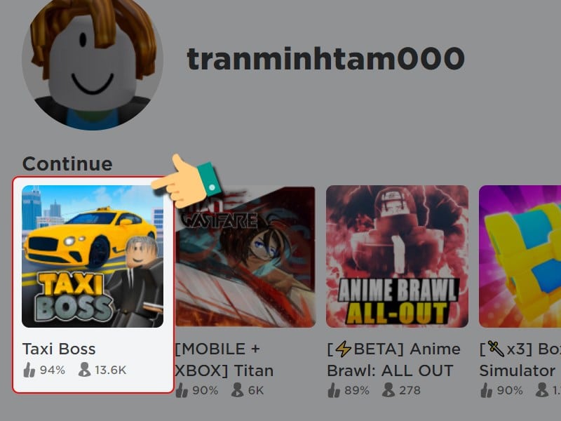 Tìm tên Taxi Boss trong Roblox và mở game.