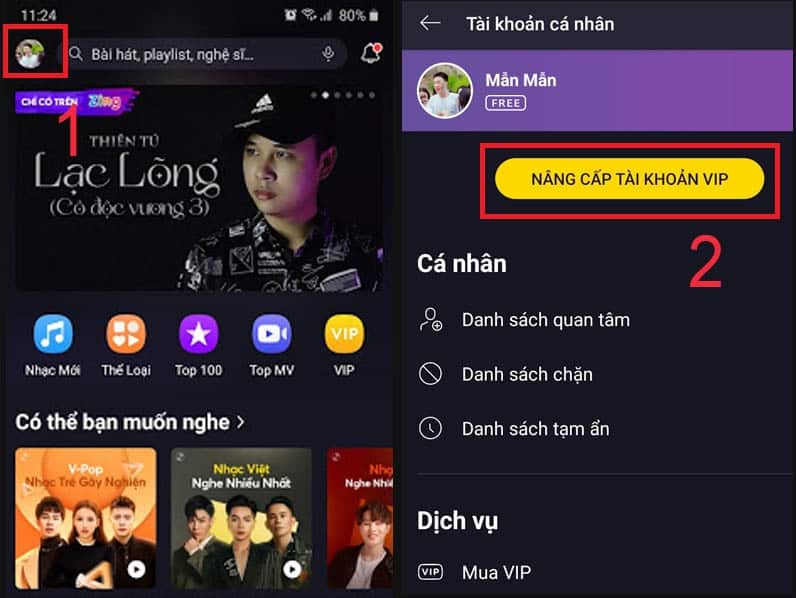 click vào biểu tượng