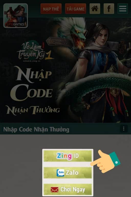 Cách nhập giftcode Võ Lâm Truyền Kỳ 1 Mobile - bước 1